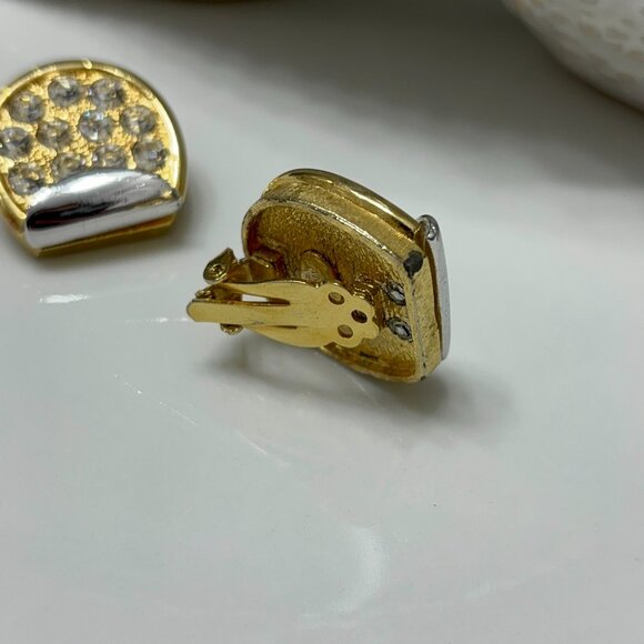 LANVIN PARIS VINTAGE RHINESTONE CLIP EARRINGS - Picture 9 of 11